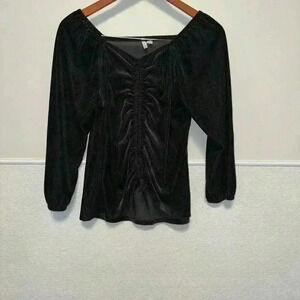 Cato Black Drawstring Blouse Top / Size M